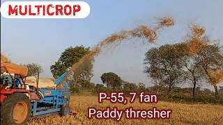 Multi Crop धान थ्रेशर P55 7 fan  धान थ्रेसिंग  P55 Paddy thresher Machine  Tractor [upl. by Shaun]