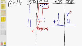 TwoDigit Addition Regrouping Ones Grade 2 [upl. by Nalced20]