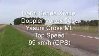 Derbi Senda Xrace Doppler Vortex 50cc TOP SPEED [upl. by Attenwahs]