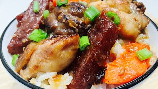 Claypot chicken mushroom rice done in the rice cooker…Tasty amp flavourful all inpot meal [upl. by Song]