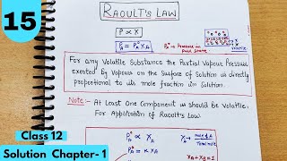 Raoult Law  Case 1 Volatile solute  Volatile Solvent  Chapter 1 Class12 Chemistry neet jee [upl. by Ais]