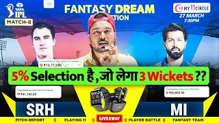 SRH vs MI 2CR Dream11 Prediction  SRH vs MI Dream11 Team  Dream11  IPL 2024 Match  8 Prediction [upl. by Deckert]