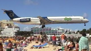 Amazing Plane landing and takeoff footage at Maho Beach St Maarten [upl. by Mellar]