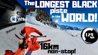 La Sarenne Skiing longest black piste in the world in Alpe dHuez [upl. by Ameerak]