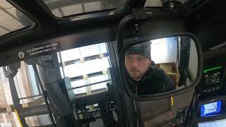 POV unloading trailer with melamine shelves E50 electric forklift from Linde [upl. by Myrle]