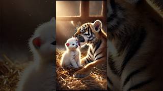 A kitten and a baby tiger cat cutecat cartoon kitten tiger [upl. by Astri]