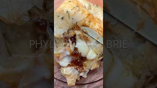 Phyllo Baked Brie ❤️🧀 cheese baking brie charcuterieboard appetizer snack phyllo delicious [upl. by Corie]