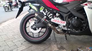 Scorpion RP1 Gp Carbon Fullsystem Exhaust For Yamaha R25 [upl. by Litnahc]