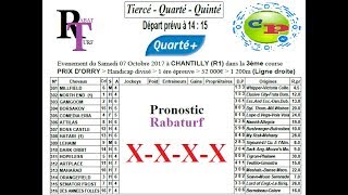 Rabaturf Pronostic100  Quarté07102017  Chantilly   R 1  Course n°3 [upl. by Ahsimik]