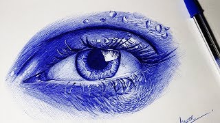 Ball point pen drawing  iris  step by step tutorial [upl. by Cyb]