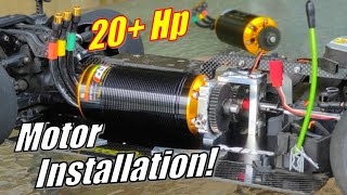 20 HP MONSTER RC Motor Installation 150 Mph Arrma Limitless TP Power [upl. by Adaven]