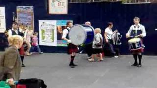 Two Drums amp A Piper Busking Buchanan St Glasgow [upl. by Ainoloppa]