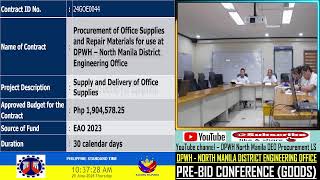 Procurement Livestream for DPWH North Manila DEO on June 20 2024 [upl. by Nylirad]