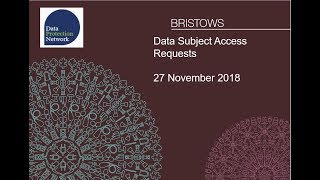 Data Subject Access Requests  27 November 2018 [upl. by Emaj]