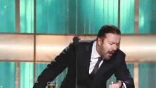 Ricky Gervais Golden Globes 2011  COMPLETE BITS [upl. by Yerfoeg]