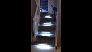 Rénovation escalier bois avec eclairage leds Maytop [upl. by Siravrat]