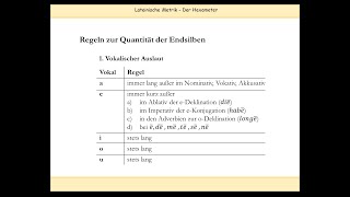 Lateinische Verse skandieren Regeln zu Längen und Kürzen u a Naturlänge Positionslänge [upl. by Glynias]