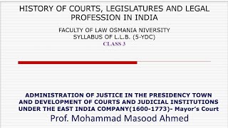 Class 3 Presidency Towns Development of Courts Judicial Institutions under the EIC Mayor’s Court [upl. by Midan602]