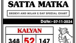 Satta Matka 07112024 Kalyan Matka  DPBOSS SATTA MATKA KALYAN ΜΑΤΚΑ MATKA RESULT Strong Open Trick [upl. by Osana]