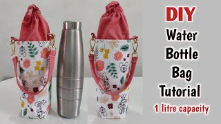 DIY Water Bottle Holder Tutorial  Water Bottle Bag  WATER BOTTLE BAG SEWING TUTORIAL  Bag making [upl. by Derril106]