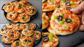 Mini Pizza Recipe  Mini Pizza On Tawa  Without Oven  Eggless  Veggie Pizza Recipe  Easy Pizza [upl. by Oyr357]