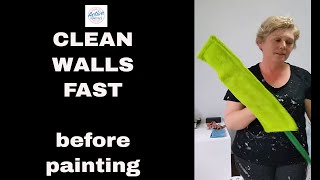 Preparing to paint Clean Walls in Less than 1 minute Using a Flat Mop paintprep cleanwalls [upl. by Bondon108]