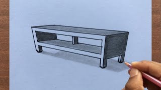 How to Draw a TV Bench in 3 Point Perspective [upl. by Akeyla]