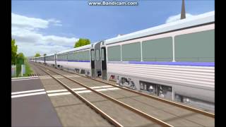 OpenBVE HD Amtrak ALP46 Leads 10 Car Northeast Regional Through Grade Crossing [upl. by Nefets]