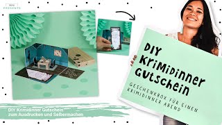 DIY Krimidinner Gutschein basteln  DIY Krimidinner Explosionsbox selber machen  minipresents [upl. by Dalia672]