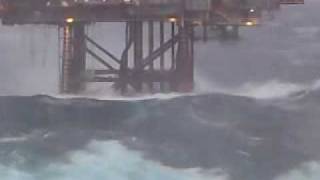 HUGE WAVE HITS DUNBAR OIL RIG NORTH SEA [upl. by Wagoner]