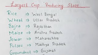 Largest Crop Producing State in India  Leading Producer of Crop [upl. by Nivrag]