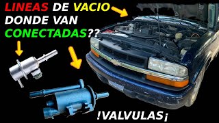 LINEAS DE VACIO  CONEXION DE MANGUERAS DE VACIO  CHEVROLET S10  VALVULA CANISTER  CHEVY S10 [upl. by Cochran]