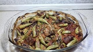 Tave me Bamje e Mish Vicitradicionale  A tradicional Albanian Okra dish [upl. by Obau]