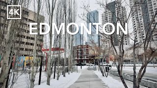 4K Walk 🇨🇦 Downtown Edmonton February 2024 Street Videography 🌨️ Explore Canada  エドモントン・散策 [upl. by Eniffit]