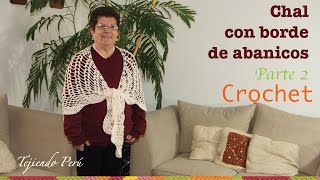 Chal triangular o punta calada con borde de abanicos tejida a crochet Parte 2 [upl. by Pubilis829]