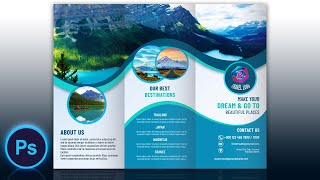 TriFold Brochure Design For Travel Agency In Photoshop CC  How To Design Brochure In Photoshop CC [upl. by Virginia155]