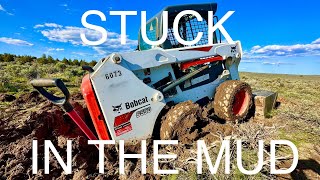 Bobcat Skid Steer Stuck in Mud and Self Recovery [upl. by Isidro598]