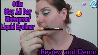 Stila Stay All Day Waterproof Liquid Eyeliner Review and Demo [upl. by Aicatsan]