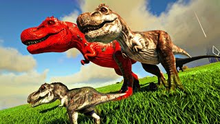 Ark Survival Evolved Família T Rex 2  Protegendo Território Busca por Abrigo Rex Alpha [upl. by Aynosal]