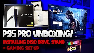 UNBOXING PS5 Pro  Installing Disc Drive amp Stand  Gaming Set Up 4K HDR [upl. by Starlene298]