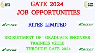 RITES LIMITED RECRUITMENT OF GRADUATE ENGINEER TRAINEES THROUGH GATE 2024  RITES GET RECRUITMENT [upl. by Sprague295]