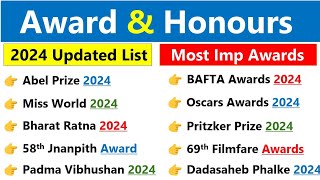 Awards amp Honours 2024 Current Affairs  Awards and Honours 2023 Current Affairs  Awards 2024 CA [upl. by Enovad979]