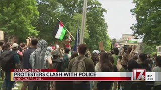 Protesters clash with police at UNCChapel Hill [upl. by Borszcz505]