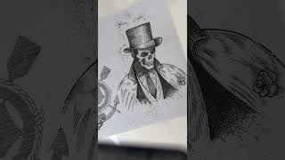 Who hasnt drawn a skull with a hat class engraving art drawing learnwithyou skulls [upl. by Kravits476]