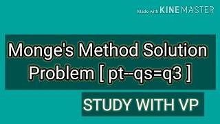 3 Monges Method Problem Solution ptqsq3 in Hindi Monge second order pde lecture Full explain [upl. by Eldnar]