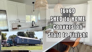 SHED to HOME Conversion  16x60 Shed 2BR 2BA Start to Finish shedtohouse shedtohome [upl. by Carney]