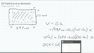 1T  Funksjonsdrøfting  Volum av boks laget av et brettet A4ark [upl. by Tobiah]