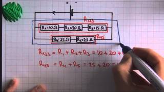 Elektriciteit vervangingsweerstand gemengde schakeling  voorbeeld  natuurkunde [upl. by Meagher668]