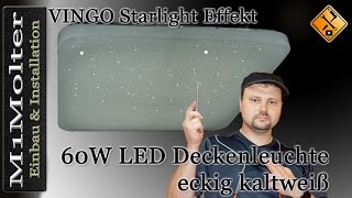 VINGO 60 Watt LED Sternenhimmel Deckenlampe starlight Effekt eckig [upl. by Yelak367]