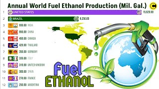 Top Annual World Fuel Ethanol Production by Country [upl. by Lynnworth]